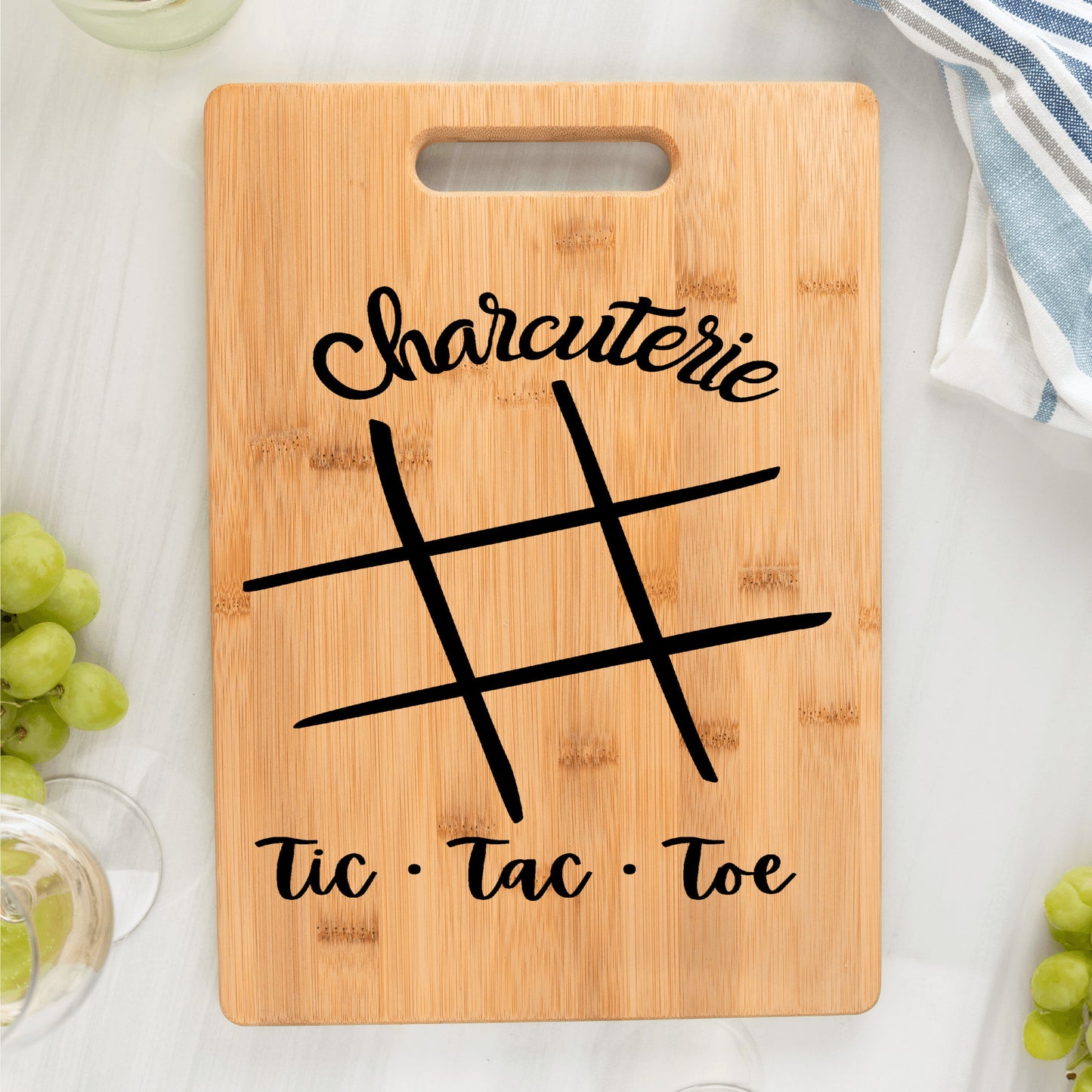 Charcuterie board tic tac toe funny bamboo cutting board gift for kitchen