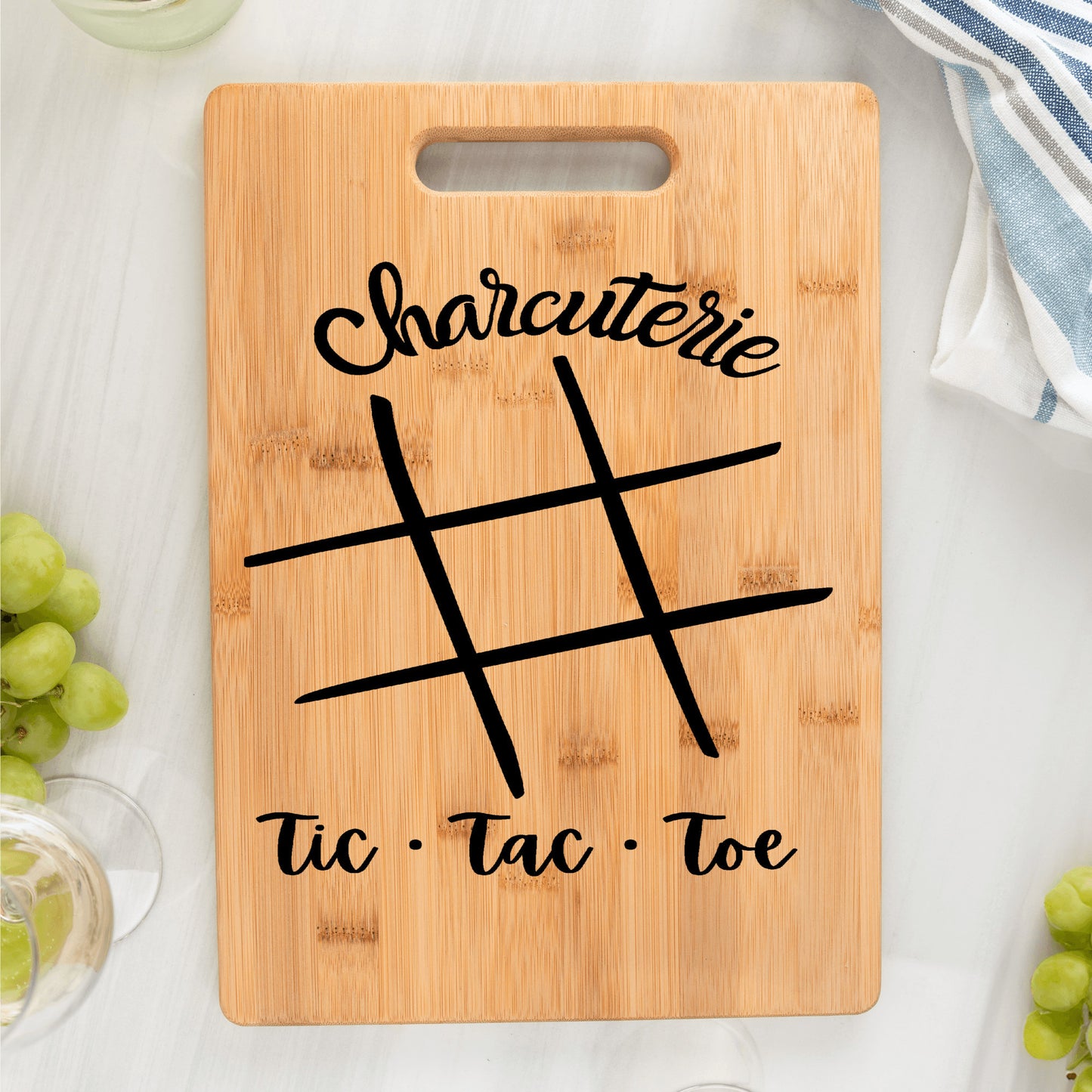 Charcuterie board tic tac toe funny bamboo cutting board gift for kitchen