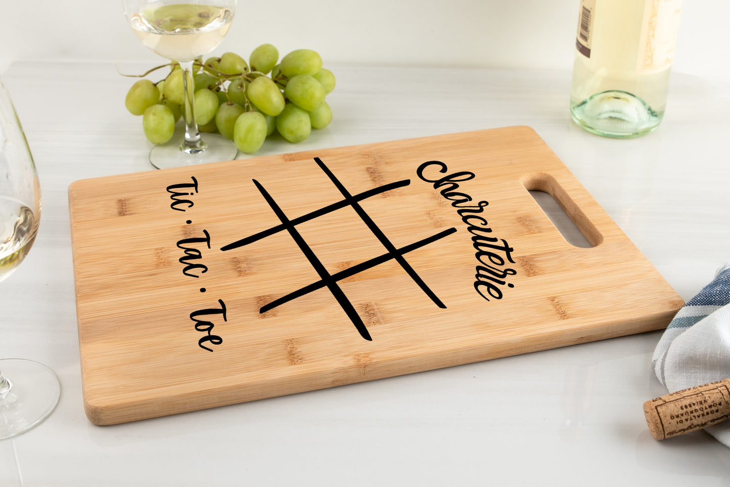 Charcuterie board tic tac toe funny bamboo cutting board gift for kitchen