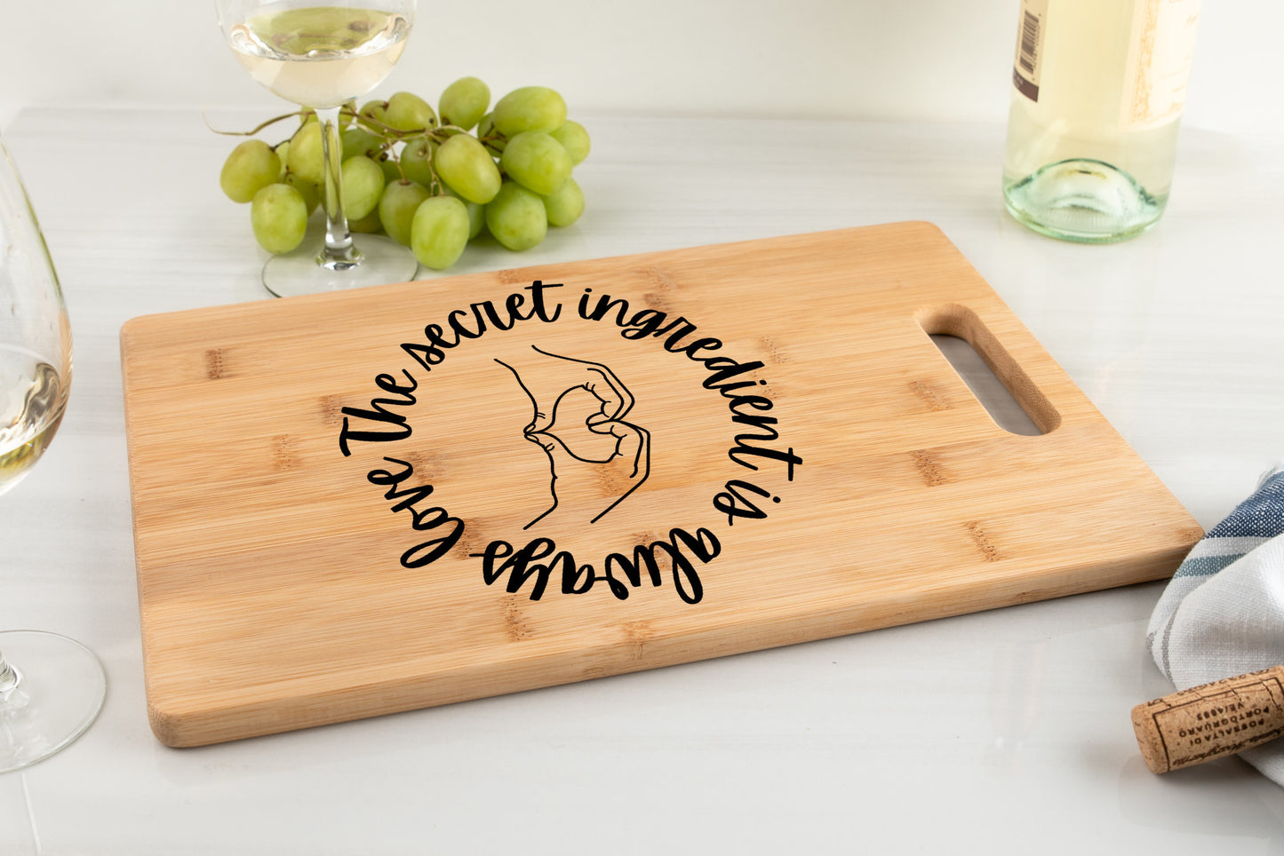 The secret ingredient is always love bamboo cutting board gift for kitchen gift for baker