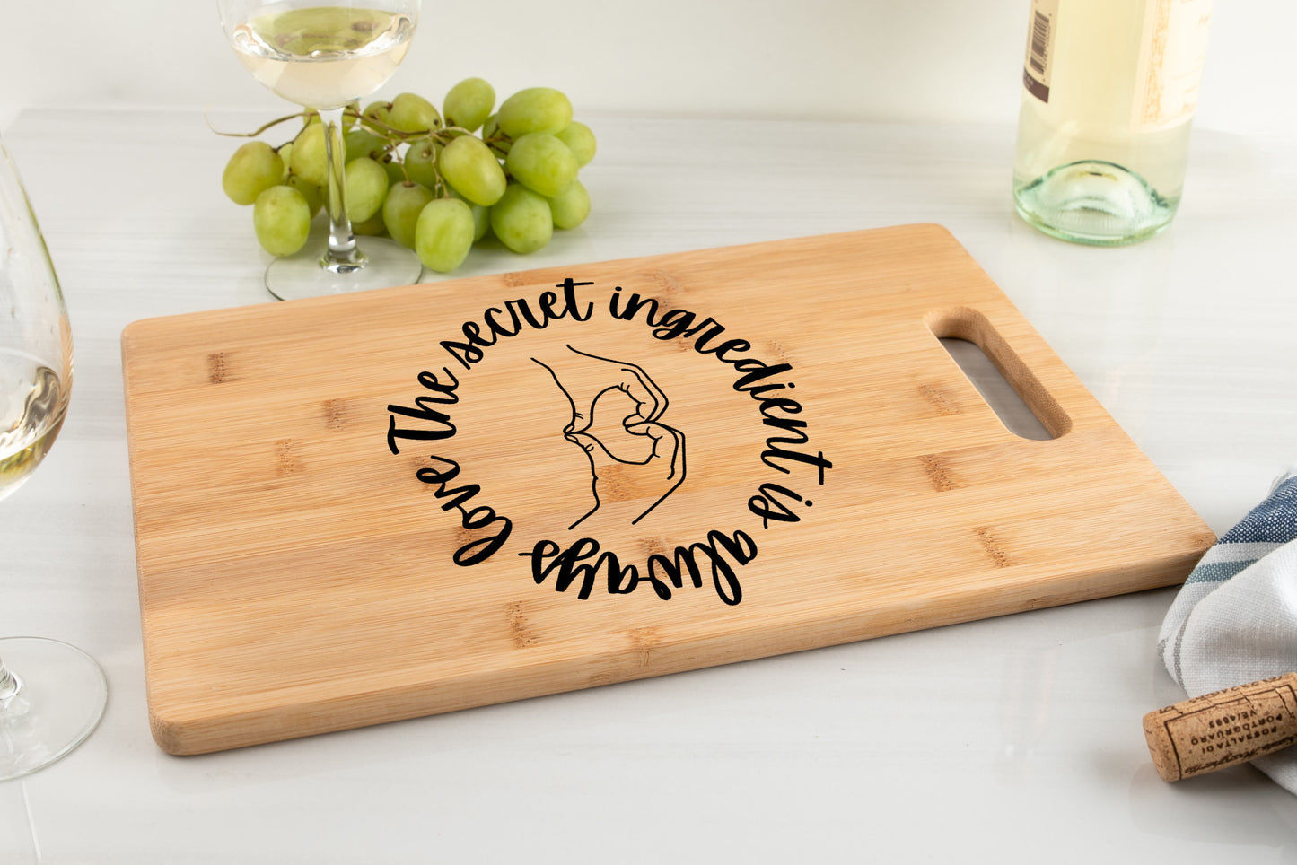 The secret ingredient is always love bamboo cutting board gift for kitchen gift for baker