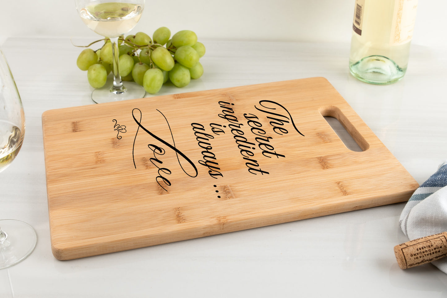 The secret ingredient is always love words on bamboo cutting board gift for kitchen gift for baker