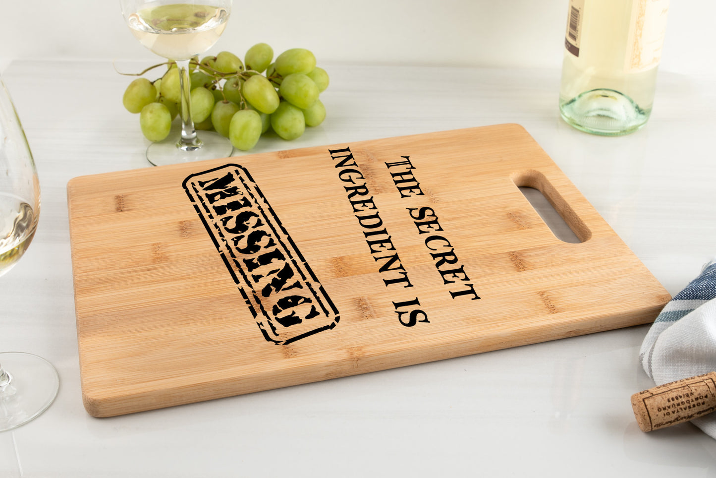 The secret ingredient is missing bamboo cutting board funny gift for kitchen gift for baker