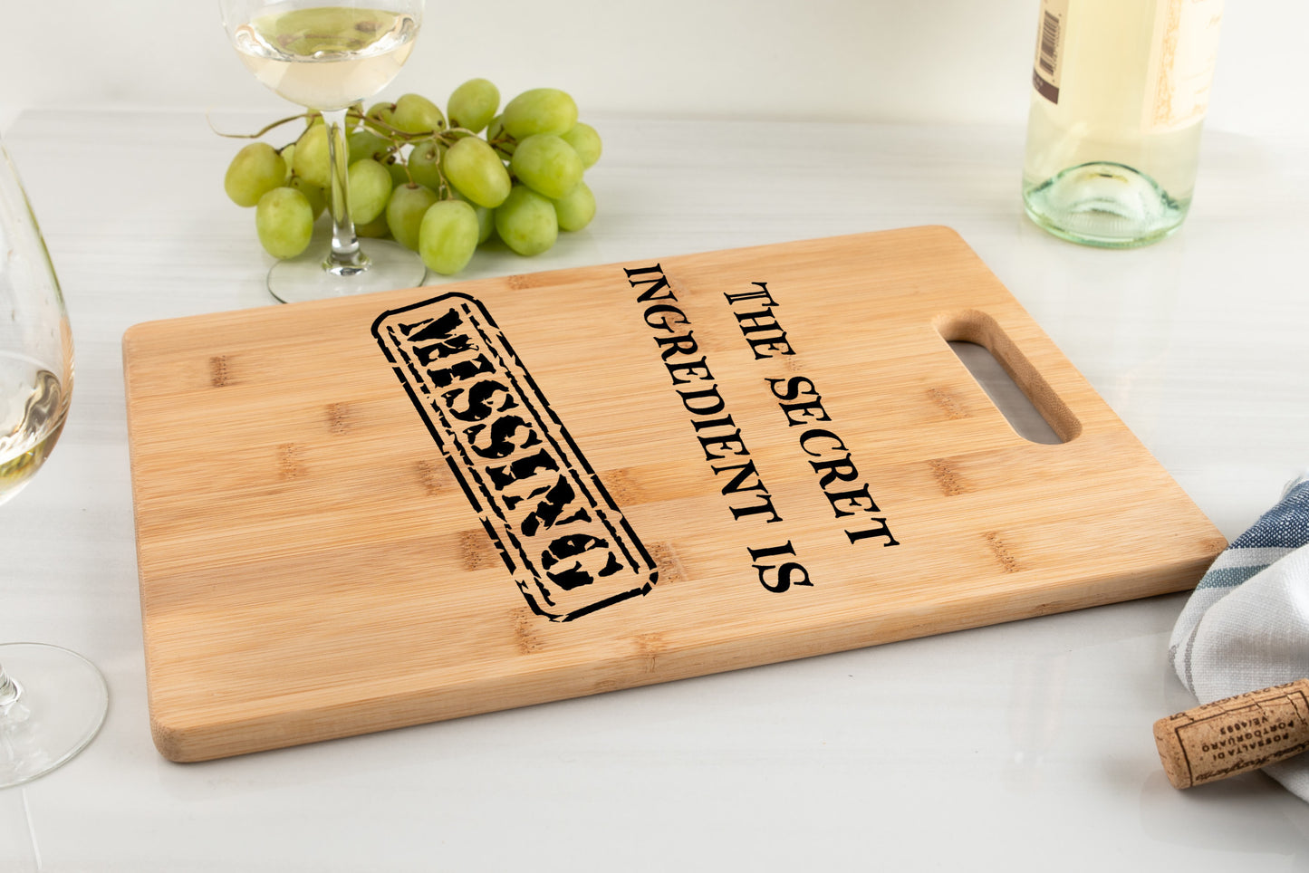The secret ingredient is missing bamboo cutting board funny gift for kitchen gift for baker