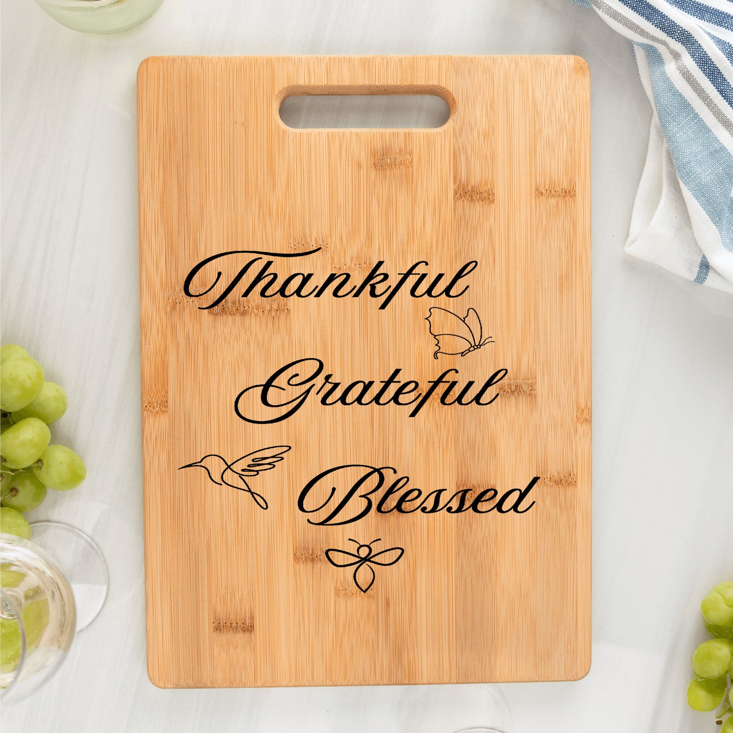 Thankful Grateful Blessed bamboo cutting board gift for her gift for baker