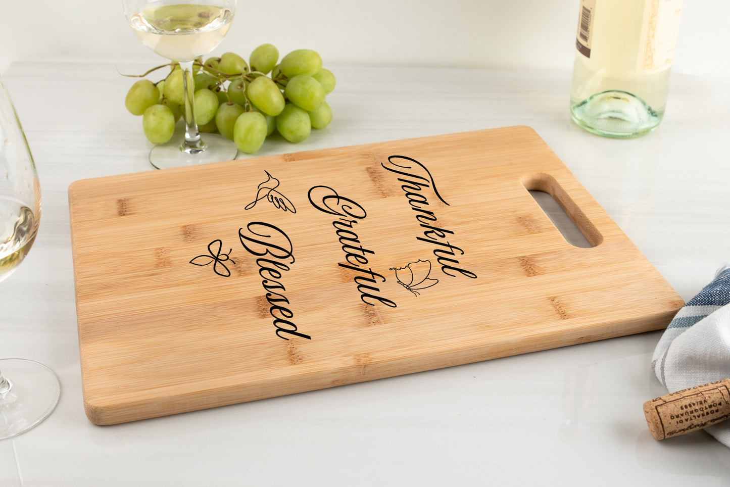 Thankful Grateful Blessed bamboo cutting board gift for her gift for baker