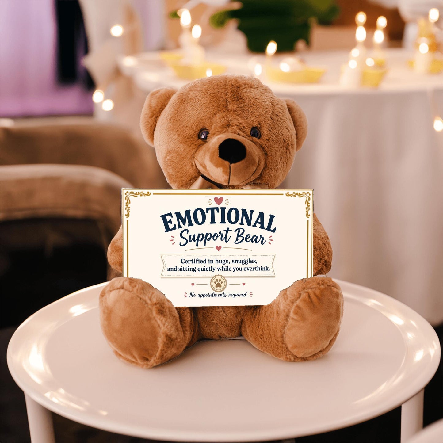 Comfort Teddy Bear | Emotional Support Bear Gift for Anxiety, Stress & Self Care with sign 10" X 6"