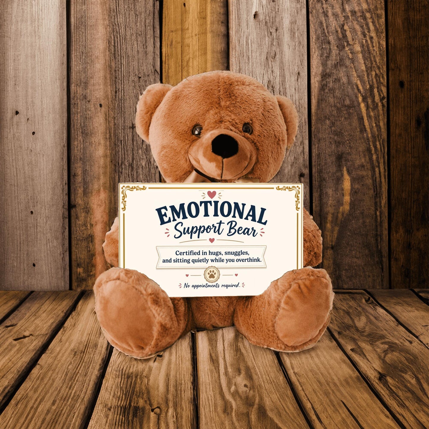 Comfort Teddy Bear | Emotional Support Bear Gift for Anxiety, Stress & Self Care with sign 10" X 6"