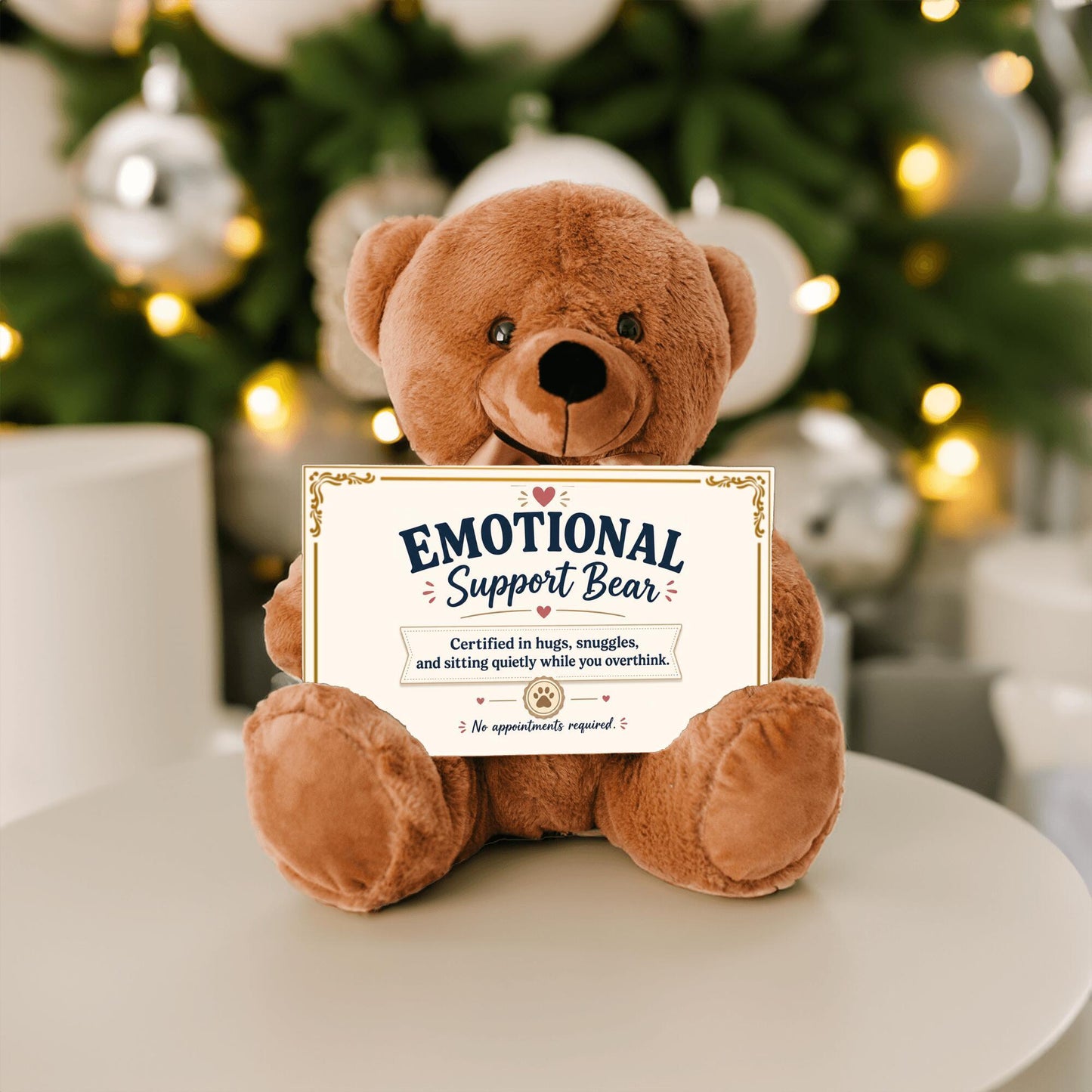 Comfort Teddy Bear | Emotional Support Bear Gift for Anxiety, Stress & Self Care with sign 10" X 6"