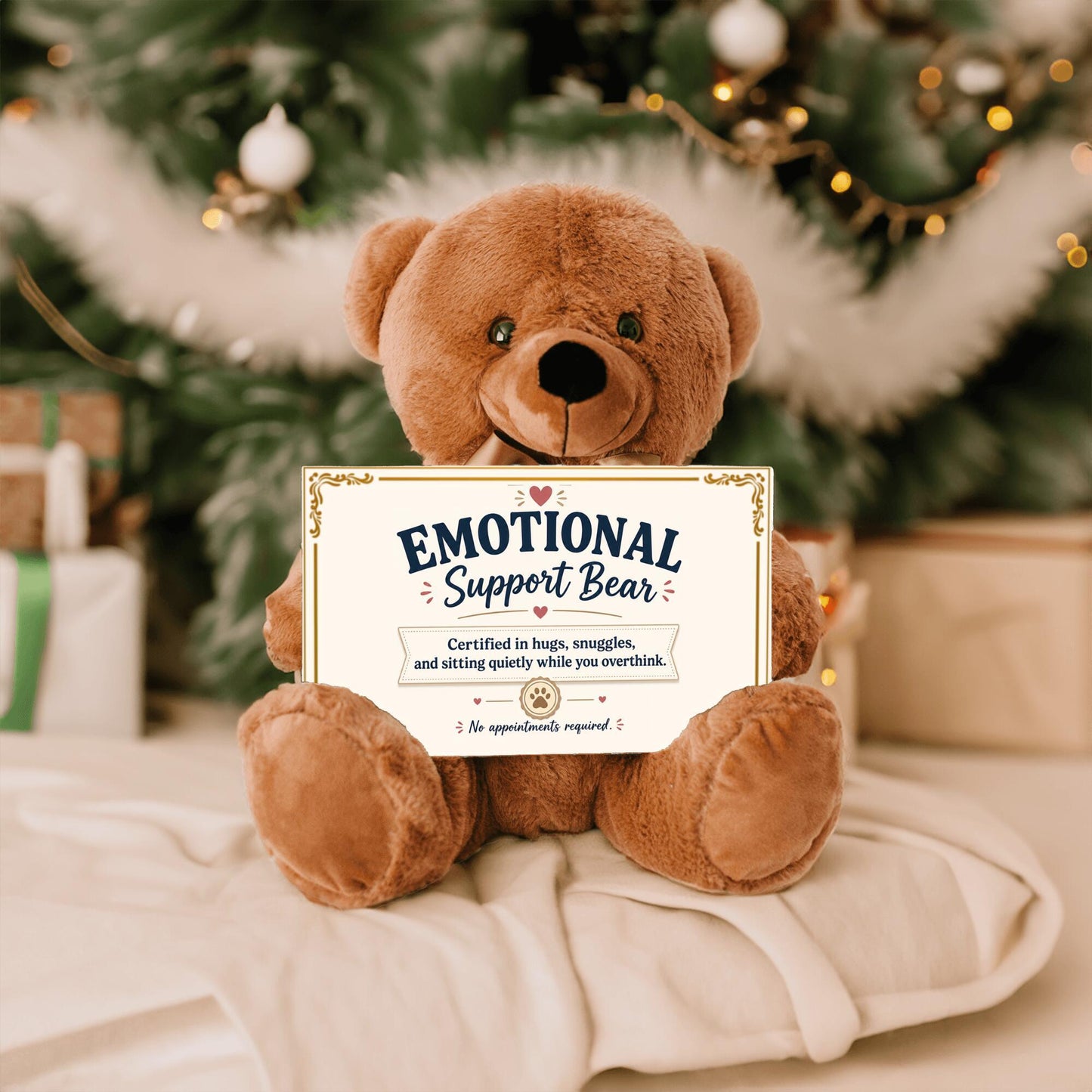 Comfort Teddy Bear | Emotional Support Bear Gift for Anxiety, Stress & Self Care with sign 10" X 6"