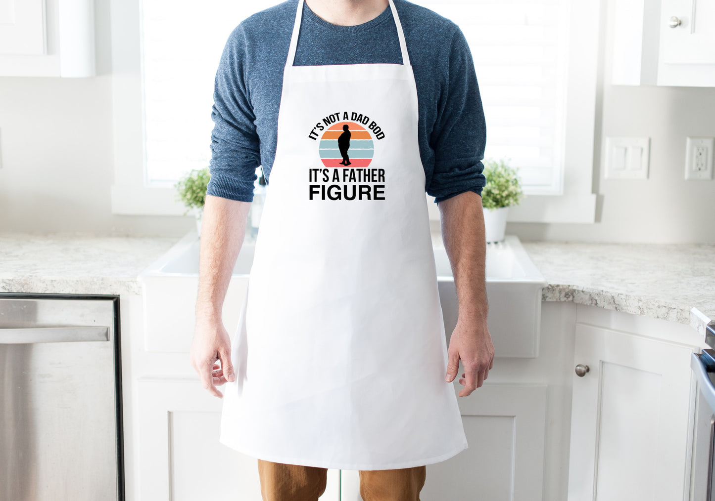 it's not a dad bod - its a Father Figure - classic white apron