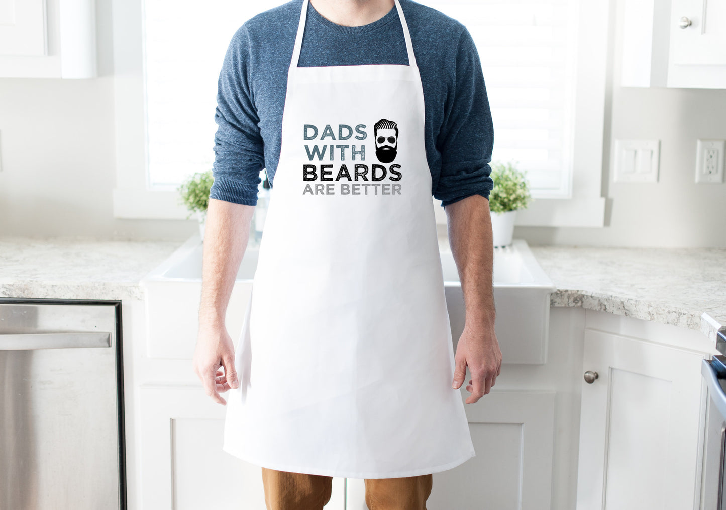 Dads with Beards are Better - White Classic Apron