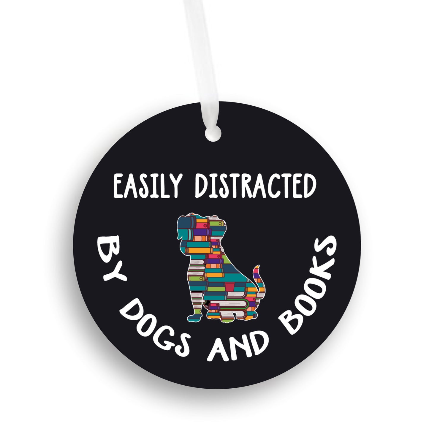 Easily Distracted by Dogs and Books - ornament