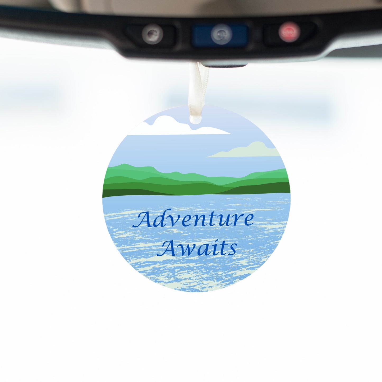 Adventure Awaits with landscape - Car Ornament