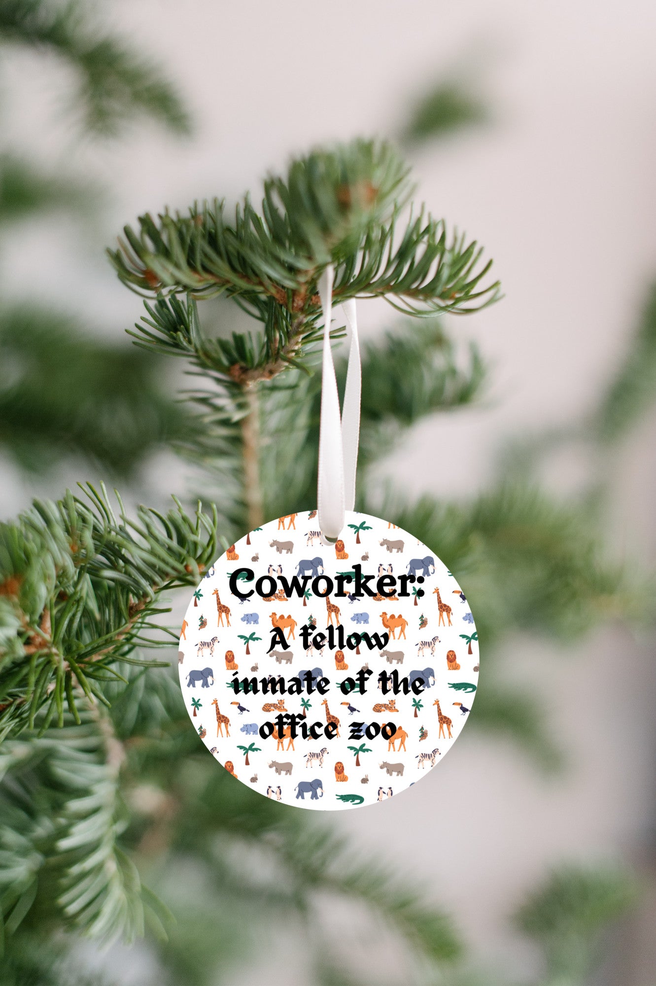 CoWorkers - A fellow inmate of the office zoo, animal background, Christmas Ornament