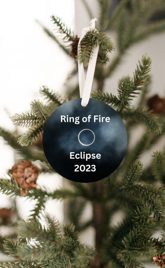 Ring of Fire Eclipse 2023 clouds - Christmas ornament