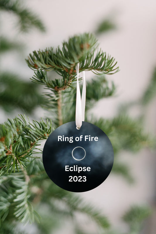 Ring of Fire Eclipse 2023 cloudy- Christmas ornament